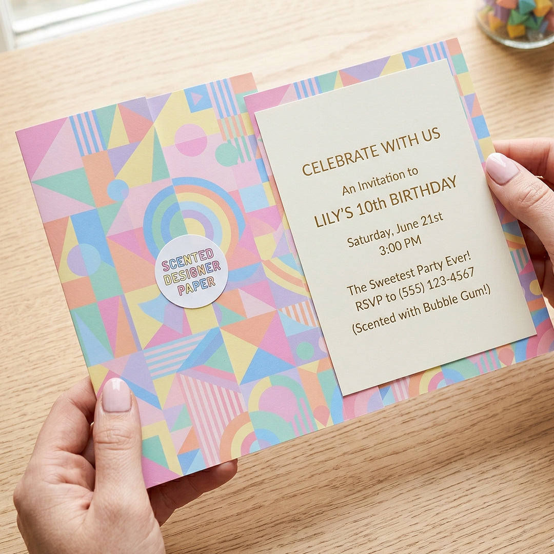 Geometric Pattern Bubble Gum Scented Designer Paper