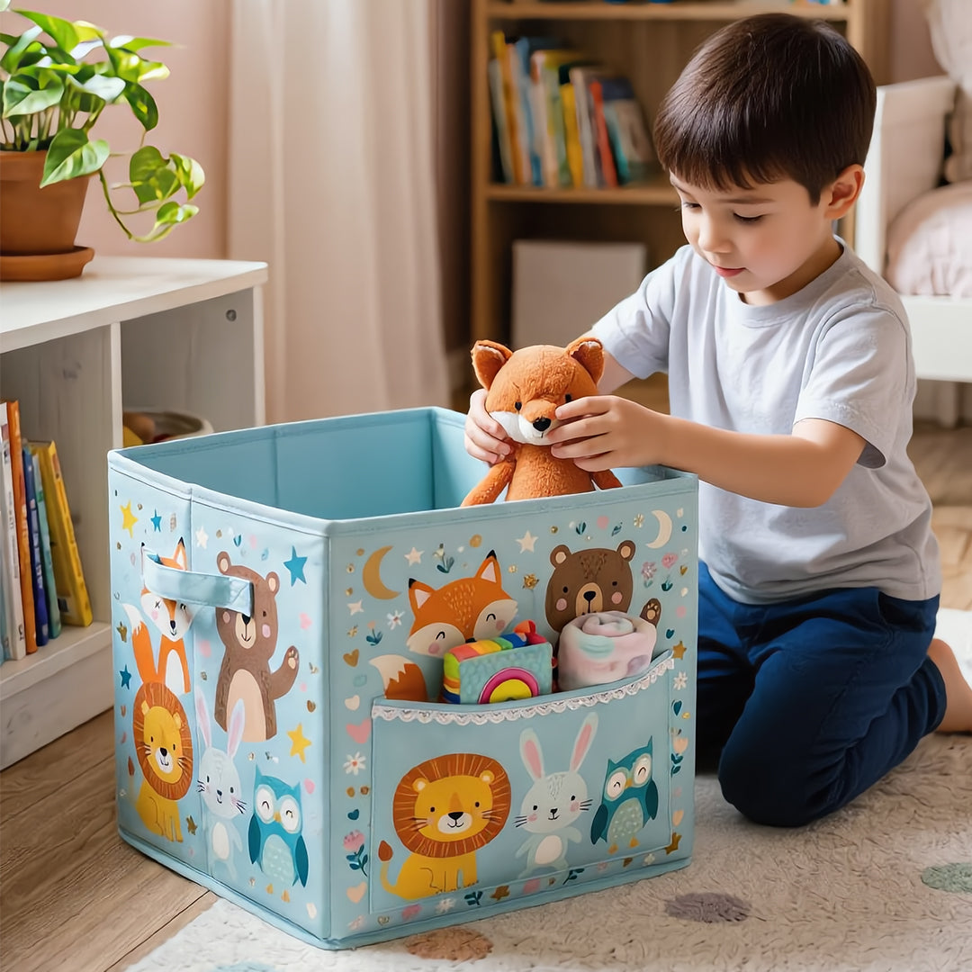 Wild Friends Toy Storage Bin with Pocket