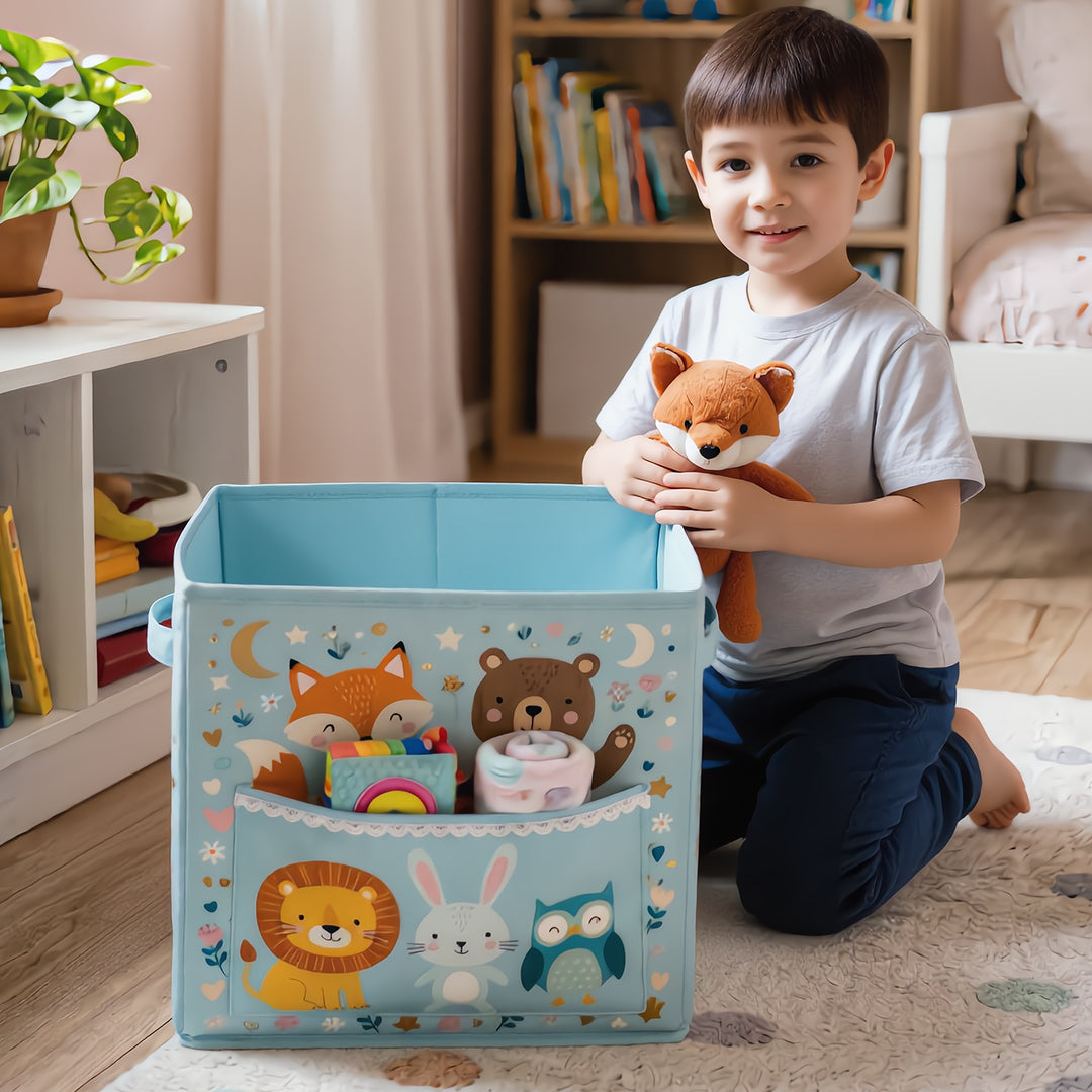 Wild Friends Toy Storage Bin with Pocket