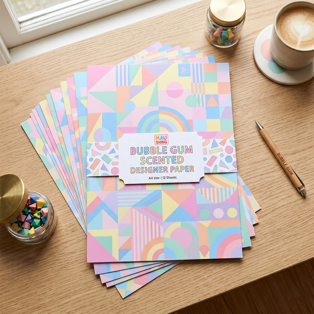 Geometric Pattern Bubble Gum Scented Designer Paper